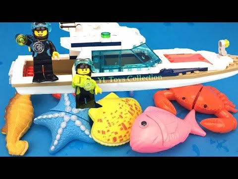 Learn Names of Sea Animals for kids with LEGO City Diving Yacht